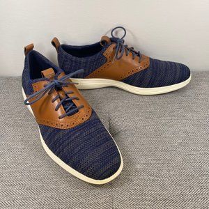 Cole Haan Grand Tour Knit Oxford Shoes Mens Size 9 M Blue & Brown Fabric C31348